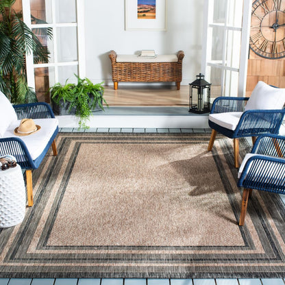 SAFAVIEH Courtyard Collection 8' x 10' Natural / Black CY8475 Indoor/ Outdoor Patio Backyard Mudroom Area Rug
