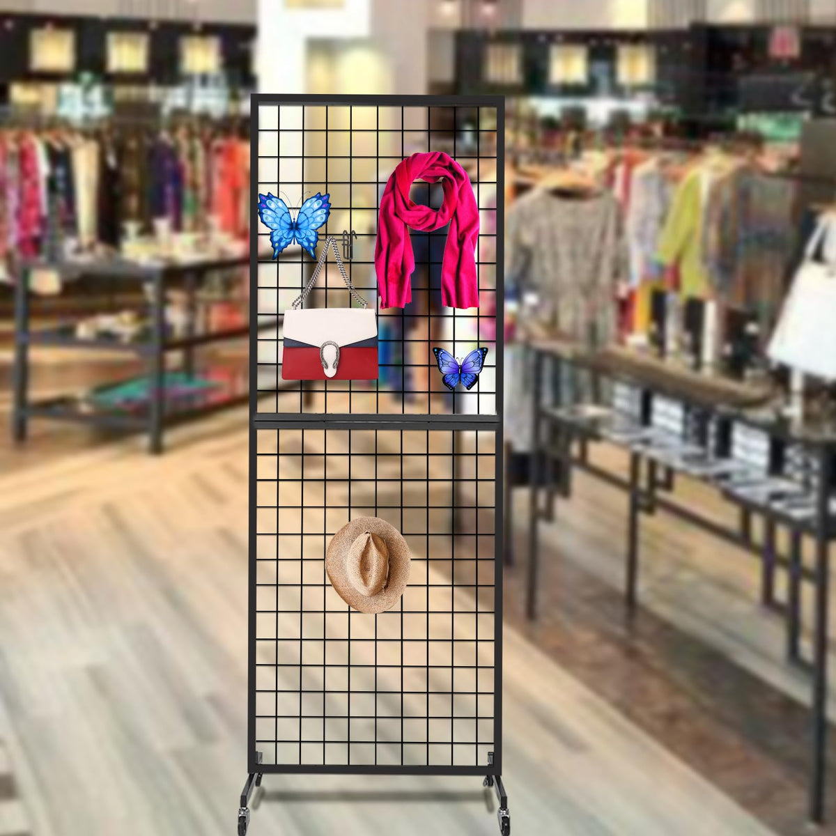 NectaCol Grid Wall Panels, 2 Packs 2'x 6' Gridwall Panels Tower with T-Base, Black Wire Grid Wall Display Rack, Craft Show Display Rack, Art Gridwall Display Stand