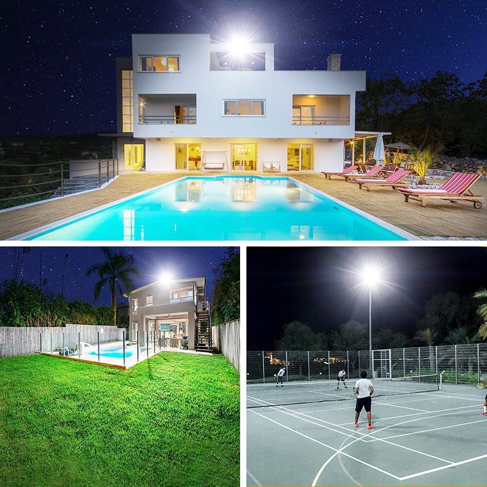 YANYCN 2 Pack 400W LED Flood Light Outdoor,2400W Equivalent 50500LM 5000K Daylight White Super Bright FloodLight with Plug,85-277V IP66 Waterproof Commercial Lighting for Fields,Counts,Arena,Stadium