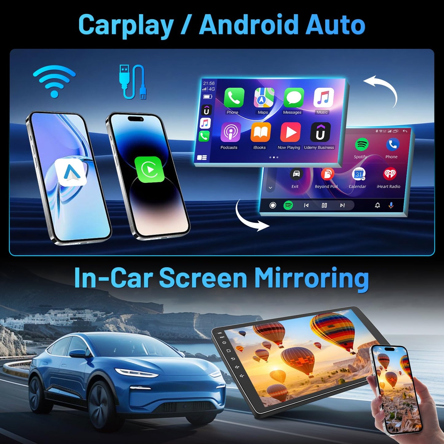 [8core] Car Radio Stereo for Jeep Compass Patriot 2010-2016: 10inch 1280 * 800HD Touch Screen Head Unit Replacement AM FM RDS CarPlay Android Auto 5GWiFi Bluetooth5.0 1080P Backup Camera SWC GPS