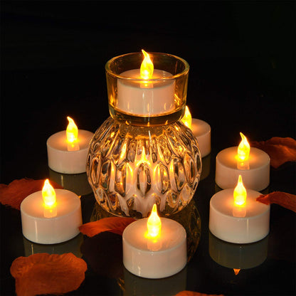 Pandaing Lasts 2X Longer Flameless Tealight Candles [50 Pack, Batteries Included], Realistic Tea Lights Candles, Flickering Bright Tealights, Battery Operated Unscented Candles