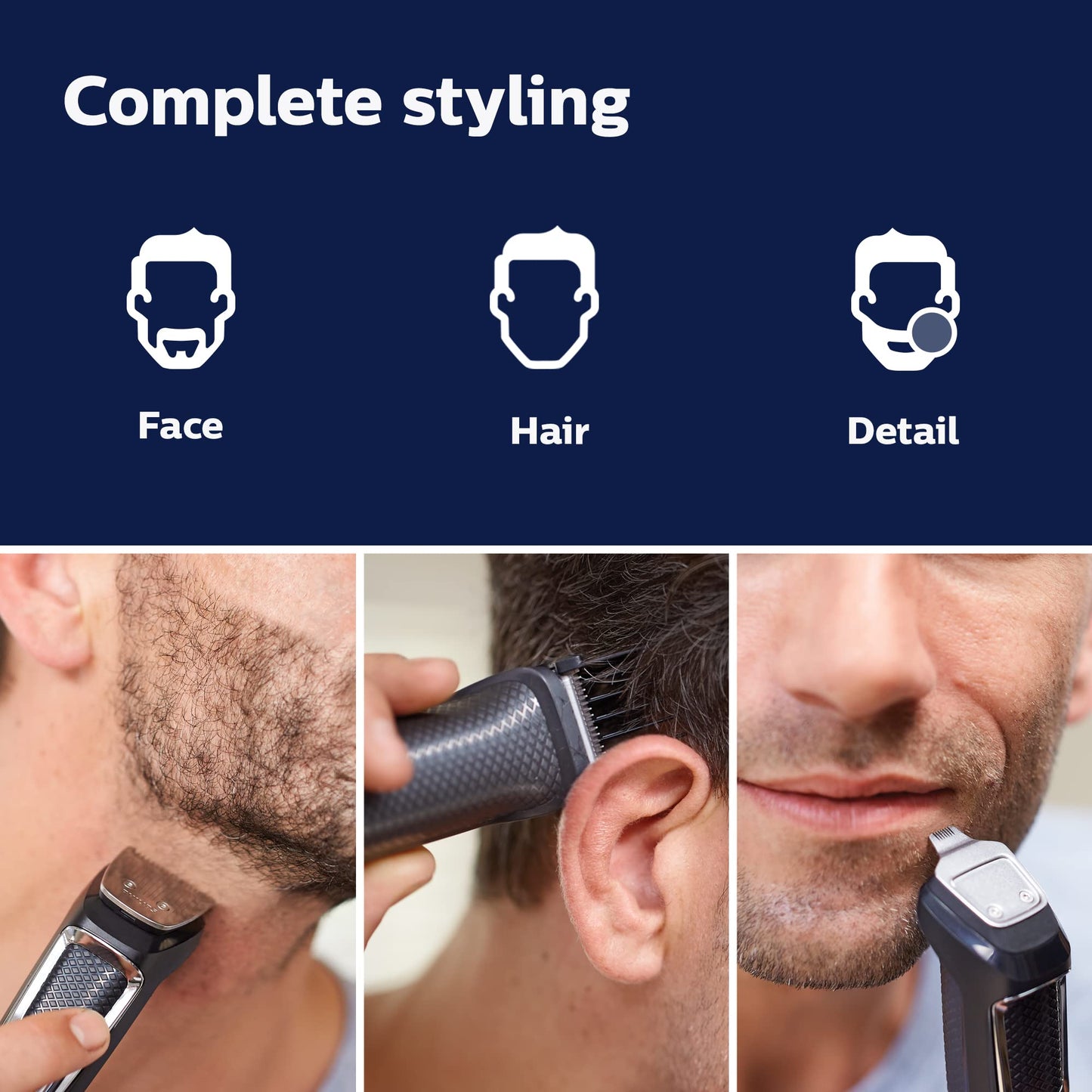 Norelco Philips Multigroom 3000 Series, All-in-One Trimmer, Beard Trimmer and Hair Clipper, 15-Piece Men's Grooming Kit for Head, Beard, Face, Nose, Ears, No Blade Oil Needed, Soft Pouch, MG3770/40