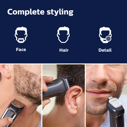 Norelco Philips Multigroom 3000 Series, All-in-One Trimmer, Beard Trimmer and Hair Clipper, 15-Piece Men's Grooming Kit for Head, Beard, Face, Nose, Ears, No Blade Oil Needed, Soft Pouch, MG3770/40