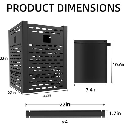 BERPET 63 Gallon Burn Barrel for Outside for Burning Trash - Heavy Duty Incinerator Cage with Waterproof Cover - Outdoor Garden Yard Waste Fire Bin for Leaves