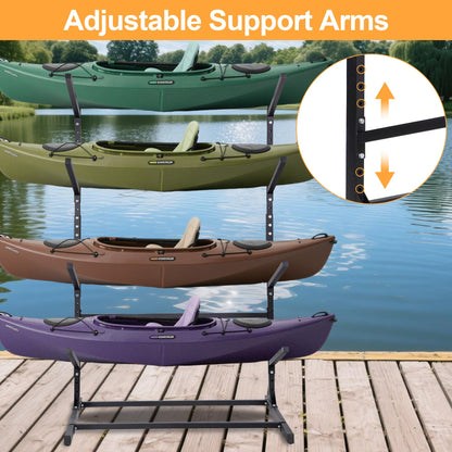Oxphanor Kayak Storage Rack 4 Kayaks, Adjustable Freestanding Kayak and SUP Stand, Weatherproof and Heavy Duty Surfboard Storage Rack, Hold up Kayaks, SUPs, Paddleboards, Canoes