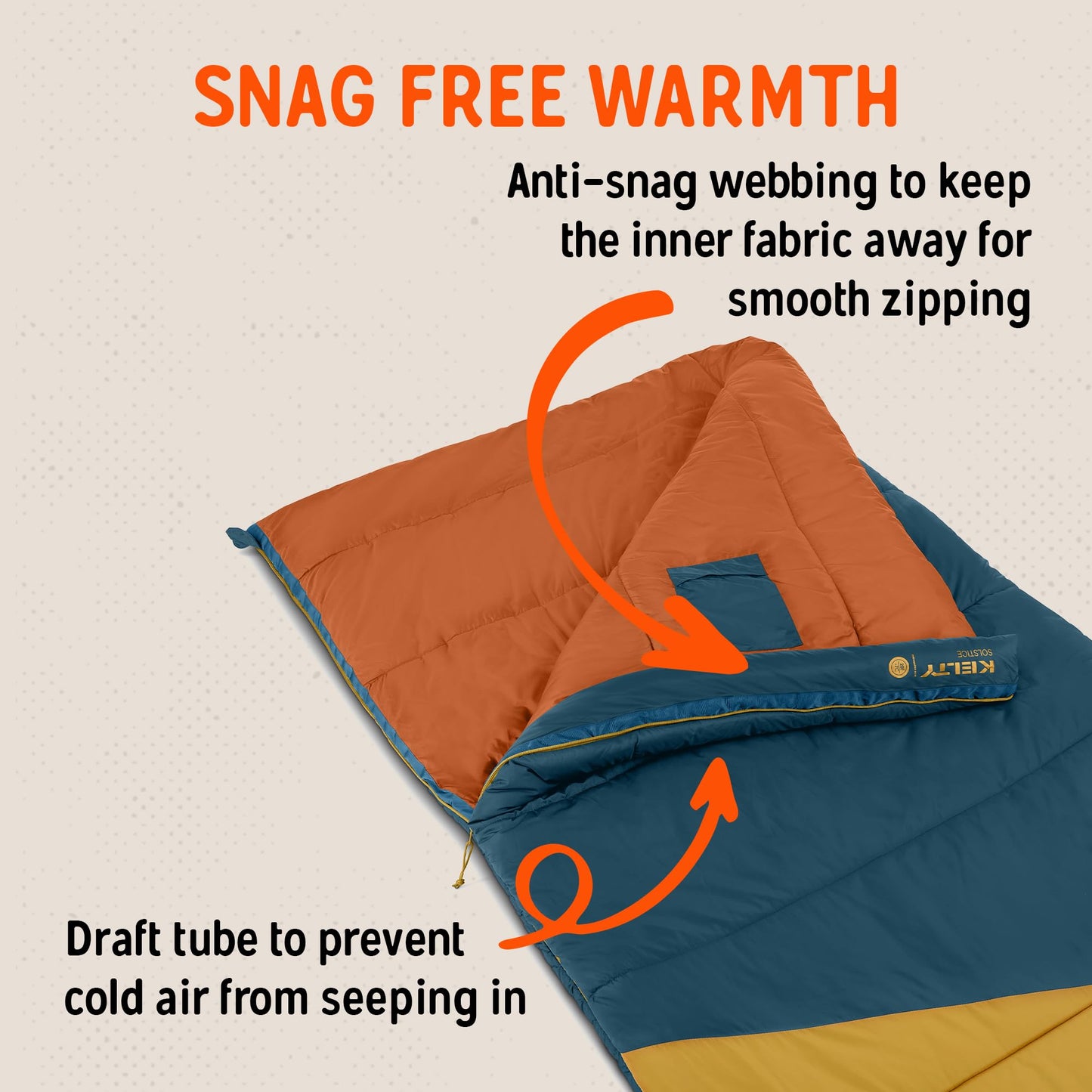Kelty Solstice 20 Oversized Synthetic Camping Sleeping Bag, Spacious Shape, Zip Together for 2P, Anti-Snag Zips, Internal Pocket (20 Degree)