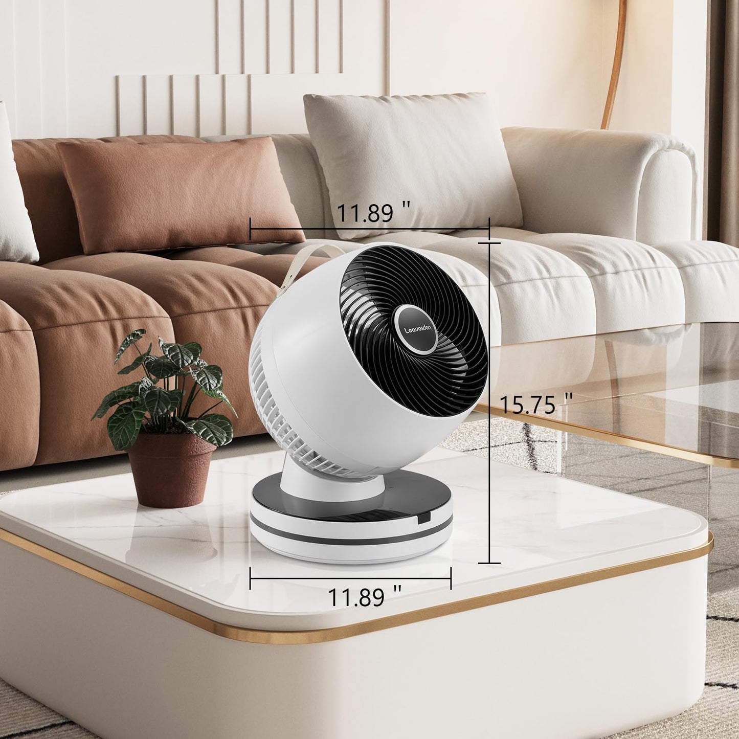 Leavesden Air Circulator Fan 0dB Quiet 15.75 Inch Table Fans for Bedroom, 12 Speeds, 12H Timer, Auto Temperature Control Oscillating Fan Desk Fan with Remote for Home Office Dorm
