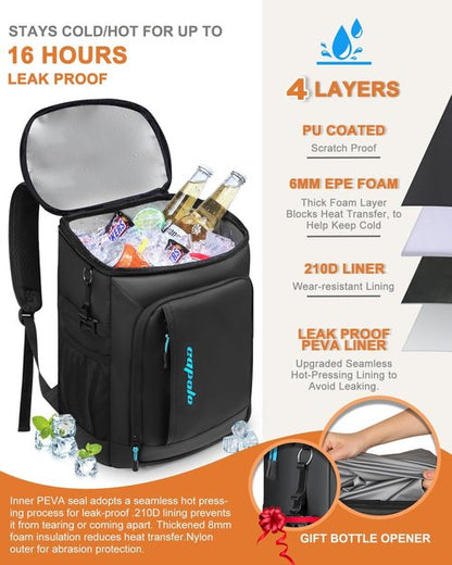 Capolo Insulated Cooler Backpack - Waterproof & Leak-Proof Design | Holds 36/45 Cans for Camping & Beach
