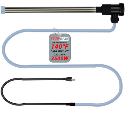 3500W 240V 316 Immersion Water Heater with Wi-Fi, Timer, and Temperature Control – Portable Submersible Heater Suitable for Spa, Above-Floor Swimming Pools, Inflatable Pools, Hot Tubs, and Bathtubs