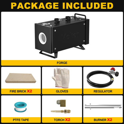MMasters Propane Forge Kit, Dual Burners, 2600℉ Gas Forge for Blacksmithing and Metal Forging, Portable Steel Forge with Openable Door - 2 Burner