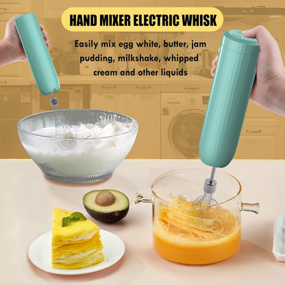 4-in-1 Electric Hand Mixer, Electric Whisk, Mini Onion Chopper 10Oz, Small Cordless Hand Blender, Milk Frother Wand for Coffee, Matcha, 4 Speed Rechargeable Food Processor for Baby Food Maker