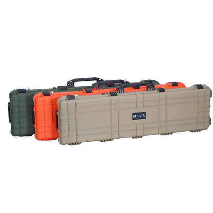 MEIJIA Portable IP67 Waterproof All Weather Hard Rifle Case with Rolling Wheels,Customizable Fit Foam Inserted,Soft Grip Handle,53x16.14x6.1inches (Desert Tan)