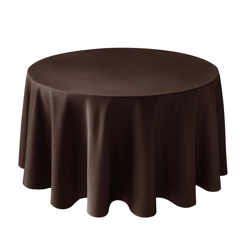 Biscaynebay Textured Fabric Round Tablecloths 90", Brown Water Resistant Table Cloths Circle Folding Table Covers Linen for Dining, Kitchen, Wedding, Parties etc. Machine Washable