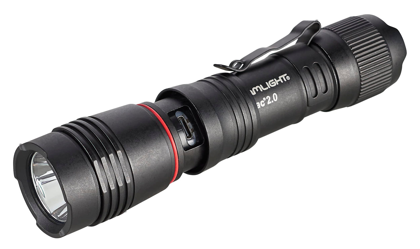 Streamlight 89000 ProTac 2.0 2000-Lumen 17300-Candela Rechargeable Tactical LED Flashlight with USB C Cable, and Holster, Box, Black