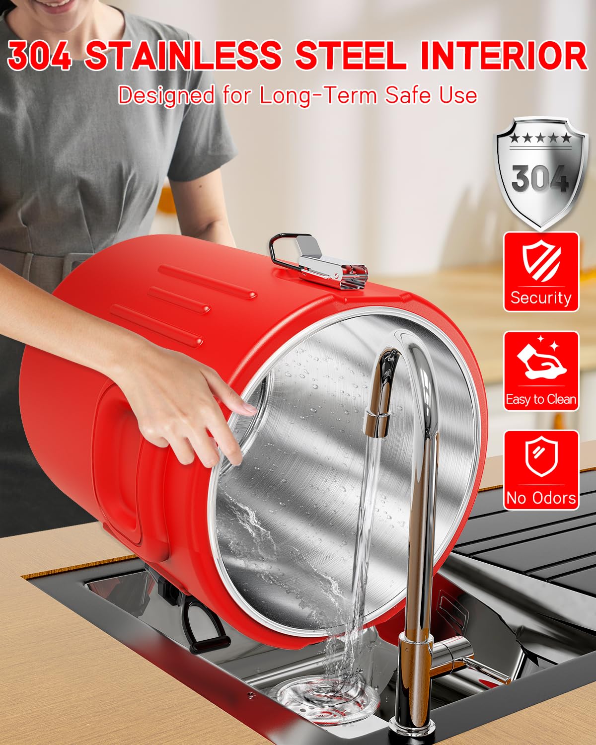Insulated Beverage Dispenser 5 Gallon, Hot Drink Dispenser with 304 Stainless Steel Interior & Spout, Hot Water Dispenser for Parties, Portable Outdoors Water Jug for Camping Sports,N6