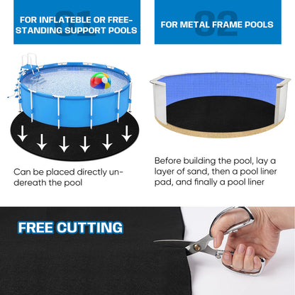 Zeonly 21 FT Pool Liner Pad for Above Ground Pool, 300 G/M² Thicker Heavy Duty Round Pool Liner Pad, Puncture Protection Under Pool Padding, Extend Liner Life Durable Eco-Friendly Fabric, Black