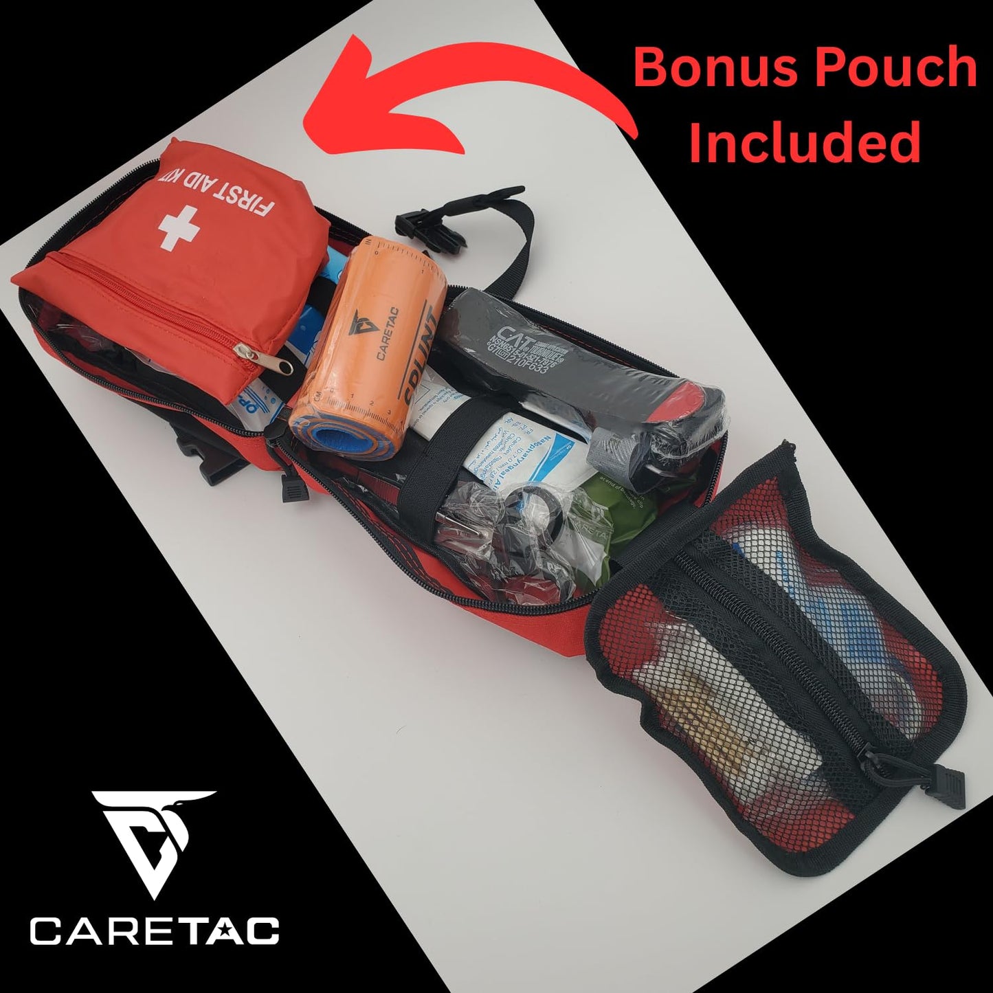 CareTac 175‑Piece Advanced Trauma Kit with CAT Gen 7 Tourniquet + 3 Compressed Gauze Bundle
