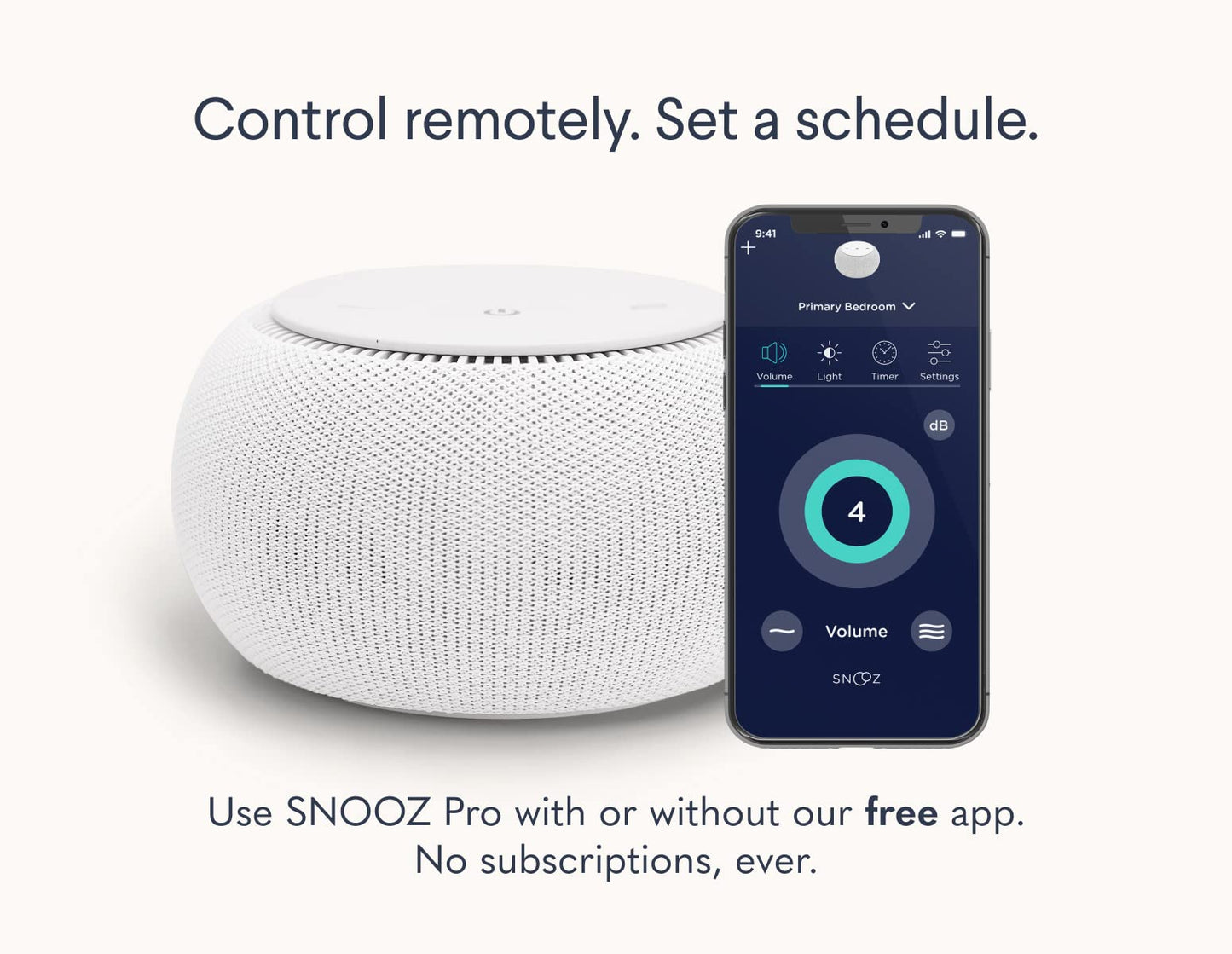 SNOOZ Pro White Noise Sound Machine - Natural Fan Noise, Non-Looping Sound, App Scheduler - Travel Case Included, Sleep Aid for Adults & Baby, 10 Volume Settings, Portable, Gift Registry - Cotton