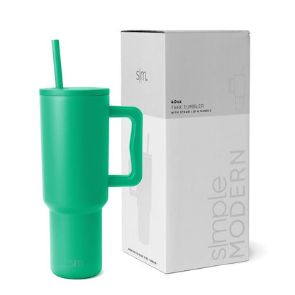 Simple Modern 40 oz Trek Tumbler with Handle and Straw Lid | Cup Holder Friendly Insulated Stainless Steel Travel Mug | Island Jade