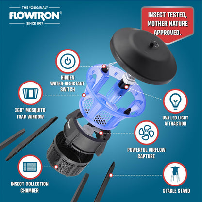Flowtron Outdoor Bug Trap | UV Light & Powerful Fan Fly Killer with ½ Acre Coverage | Quiet Insect Control & Weather Resistant | Easy Clean Collection Chamber | Patio Deck Yard | ETL Certified
