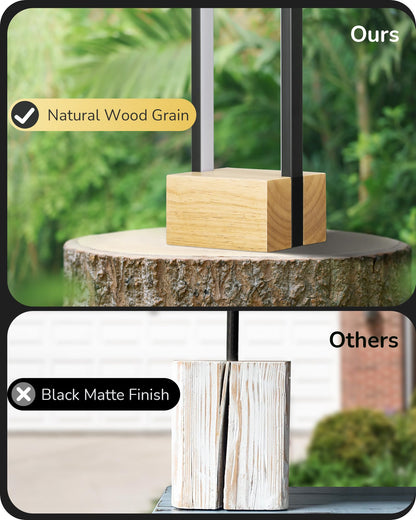 EDISHINE Modern Table Lamp, Dimmable LED, 3 Color Temps, 14.6inx4.7inx4.7in, Black Frame & Solid Wood Base, Model HLTL02