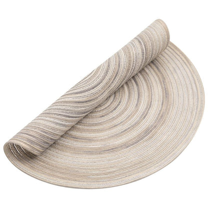 SHACOS Round Braided Placemats 15 inch Set of 6 Washable Kitchen Table Placemats for Home Wedding Party (Rainbow Gray, 6)
