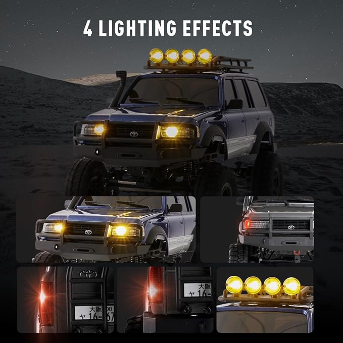 BEEZRC FMS RC Crawler 1/18 FCX18 Land Cruiser LC80 RTR Toyota Licensed 4WD RC Rock Truck 2.4Ghz 900mAh Hobby Grade RC Car Model Mini Remote Control Car Off Road Vehicle FMS11831RTRYL (Yellow)