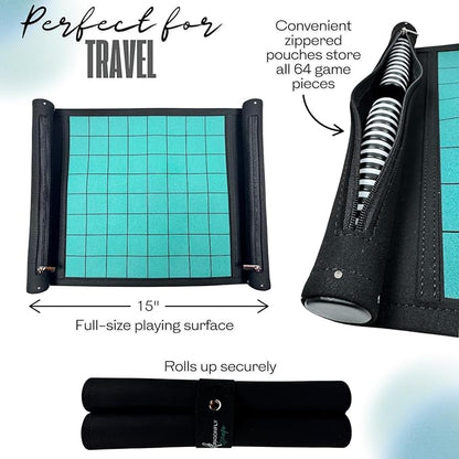 Roll-Up Travel Reversi Game | Othello Board Game for Family | Travel Othello Game