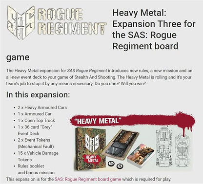 Word Forge Games: SAS Rogue Regiment - Heavy Metal Expansion - Strategy Board Game WWII Stealth Action Military Theme Ages 14+ 1-4 Players 60 Min