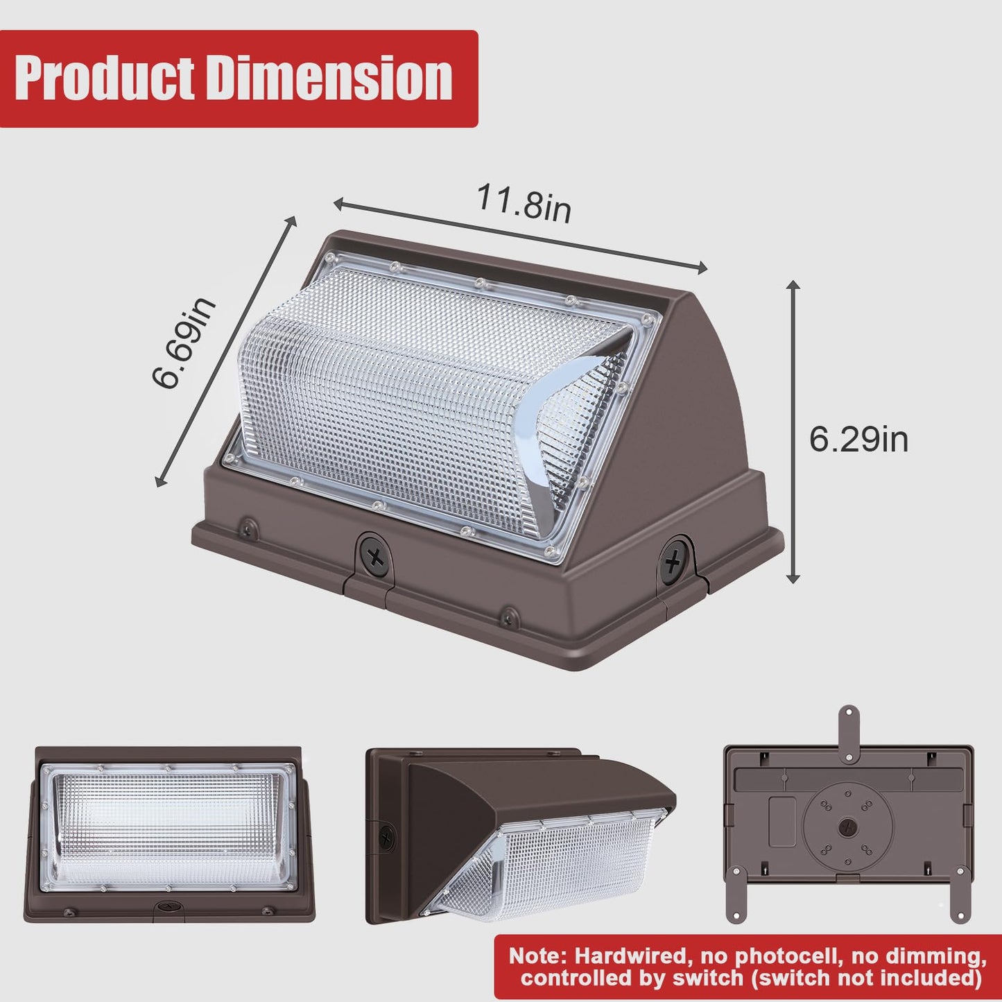 Tomourd 6 Pack 120W LED Wall Pack Light 15000LM 110V-277V, 5000K IP65 Waterproof Outdoor Wall Mount Fixture, Commercial Exterior Security Flood Lighting for Warehouse Garage Building