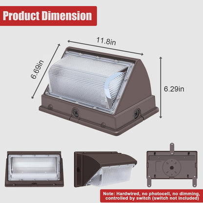 Tomourd 6 Pack 120W LED Wall Pack Light 15000LM 110V-277V, 5000K IP65 Waterproof Outdoor Wall Mount Fixture, Commercial Exterior Security Flood Lighting for Warehouse Garage Building