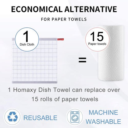 Homaxy 100% Cotton Terry Kitchen Dish Cloths, Ultra Soft and Absorbent Dish Towels for Kitchen, Suitable for Drying and Washing Dishes, 12 Pack, 12 x 12 Inches, White