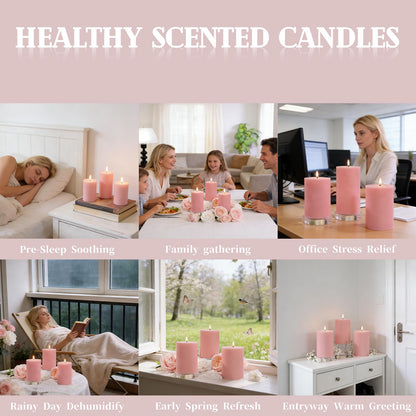 4 Pack Apple Cinnamon Scented Pillar Candles,Natural Soy Wax Candles-2.8x4In,Smokeless & Non-Toxic,60H Long Lasting Burning Fragrance Candles for Home,Mother’s Day Gifts,Spa Relaxation