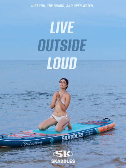 SKADDLES 11’6 × 35" Inflatable SUP–Super Wide, Stable Stand Up Paddle Board for Adults, Youth, Family & Pets, High Weight Capacity, Non-Slip EVA Deck, Premium Accessories (FLASHLINE · Strike Scale)