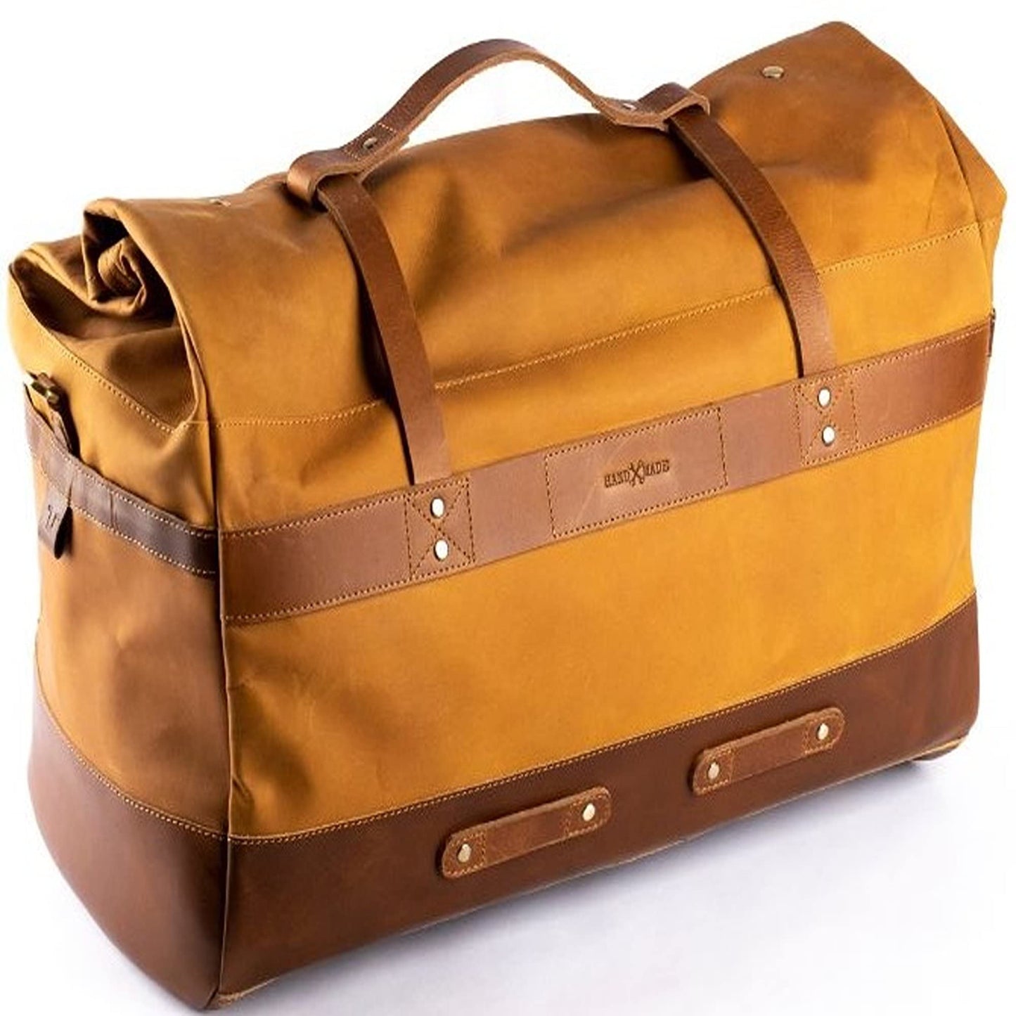 Trip Machine Company Motorcycle Outlaw Duffel Bag 50L Waterproof Leather Roll-Top Touring Luggage with Mounting Straps, Shoulder Strap & Rain Cover, Vintage Tan