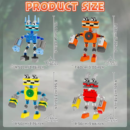 Sing Music Monsters Building Set 4 in 1 Wubbox/Epic Wubboox/Rare Wubbox/IceLizard Action Figure Toy Music Game Display &amp Interactive Collectible Great Gift for Fans Boys and Girls 6+ 349 PCS