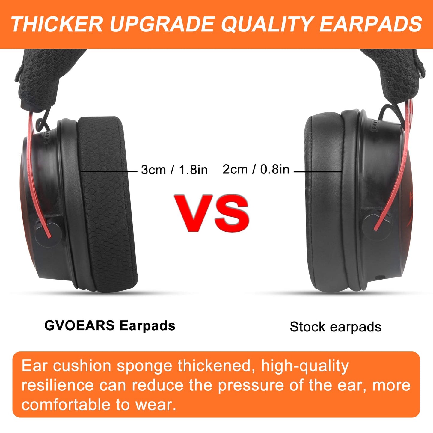 Upgraded Replacement Earpads Cushions for HyperX Cloud/Alpha, Audio Technica M50X/M40X, Turtle Beach Stealth 400/600 & More - Ear Pads with Breathable Mesh Fabric/Added Thickness/Memory Foam