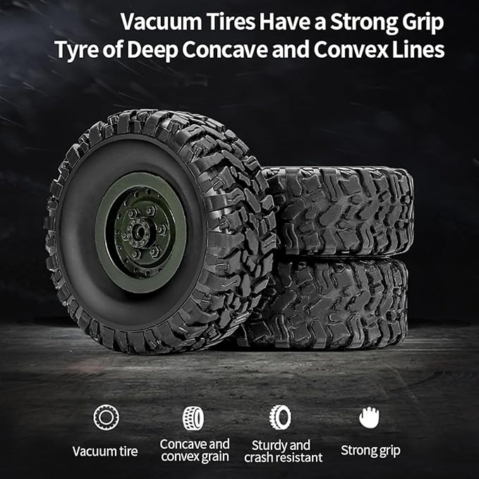 GoolRC RC Military Truck 1:16 Scale Remote Control Car 6WD RC Army Car All Terrain Off-Road RC Truck 2.4GHz Electric Military Transporter Vehicle with Headlights for Adults