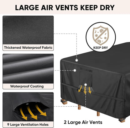 BALEINE Outdoor Furniture Covers - Heavy Duty Waterproof Oxford Table Cover | Black, 108"L x 82"W x 28"H