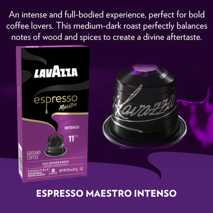 Lavazza Espresso Maestro Intenso Aluminum Capsules Compatible with Nespresso* Original Machines, Medium-Dark Espresso Roast, Arabica and Robusta (60 Capsules)