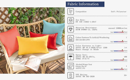 VAKADO Outdoor Waterproof Throw Pillow Covers - Set of 2 Decorative Green 18x18 Cushion Cases for Patio & Garden