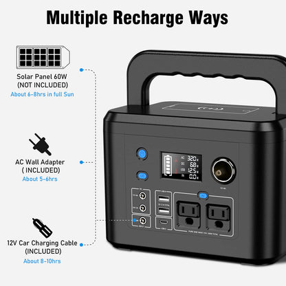 powkey Portable Power Station 350W, 260Wh/70,000mAh Backup Lithium Battery, 110V Pure Sine Wave Power Bank with 2 AC Outlets, Portable Generator for Outdoors Camping Travel Hunting Emergency