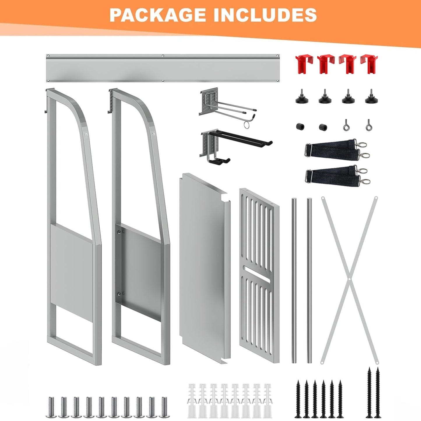 WALMANN Wall Mount Golf Bag Organizer, 2 Golf Bags Stand Golfing Equipment and Accessories Storage Rack for Garage(Silver)