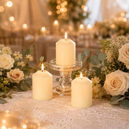 UGBEM Pillar Candles Ivory 2x3 Inch - 6 Pack Unscented Candles Bulk for Emergency Home Decor - Long Lasting Smokeless Dripless Household Candle for Wedding Table Centerpieces Dinner Party Decor