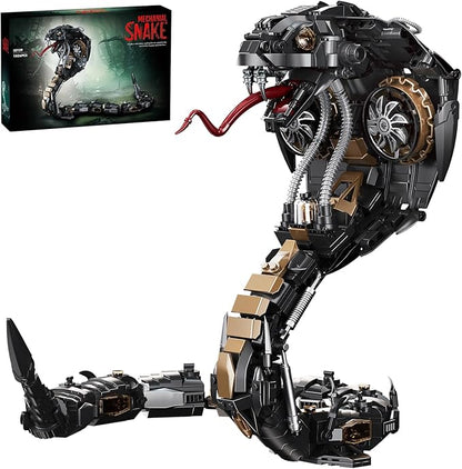 Mechanical King Cobra Building Set 1036 Pieces Steampunk Black Mamba Snake Model Kit Articulated Reptile Construction Toy Cyberpunk Home Decor Gift for Adults and Teens
