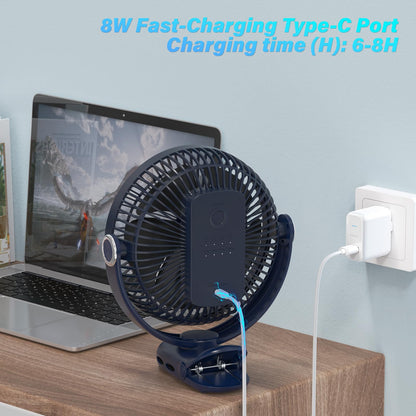 BIVBTP 12000mAh Clip on Fan 30H Longest Runtime, 8in Portable Fan Rechargeable, Ultra Quiet with Heavy-Duty Clamp, USB Desk Fans for Golf Cart,Office Desk, Treadmill, Camping, Bedroom