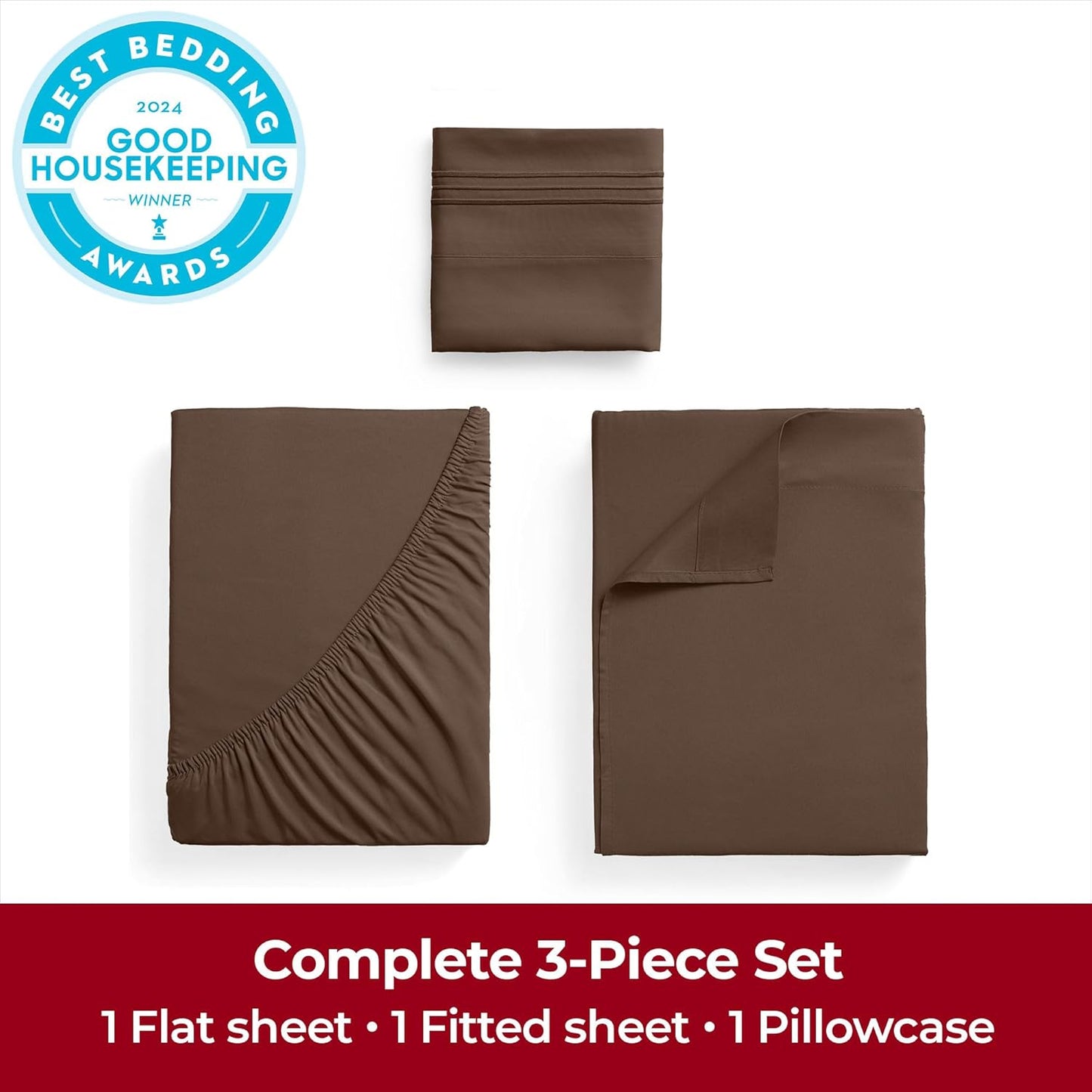 Mellanni Extra Deep Twin XL Sheets - Hotel Luxury Cooling Bedding - Ultra Soft, Stain Resistant (Brown)
