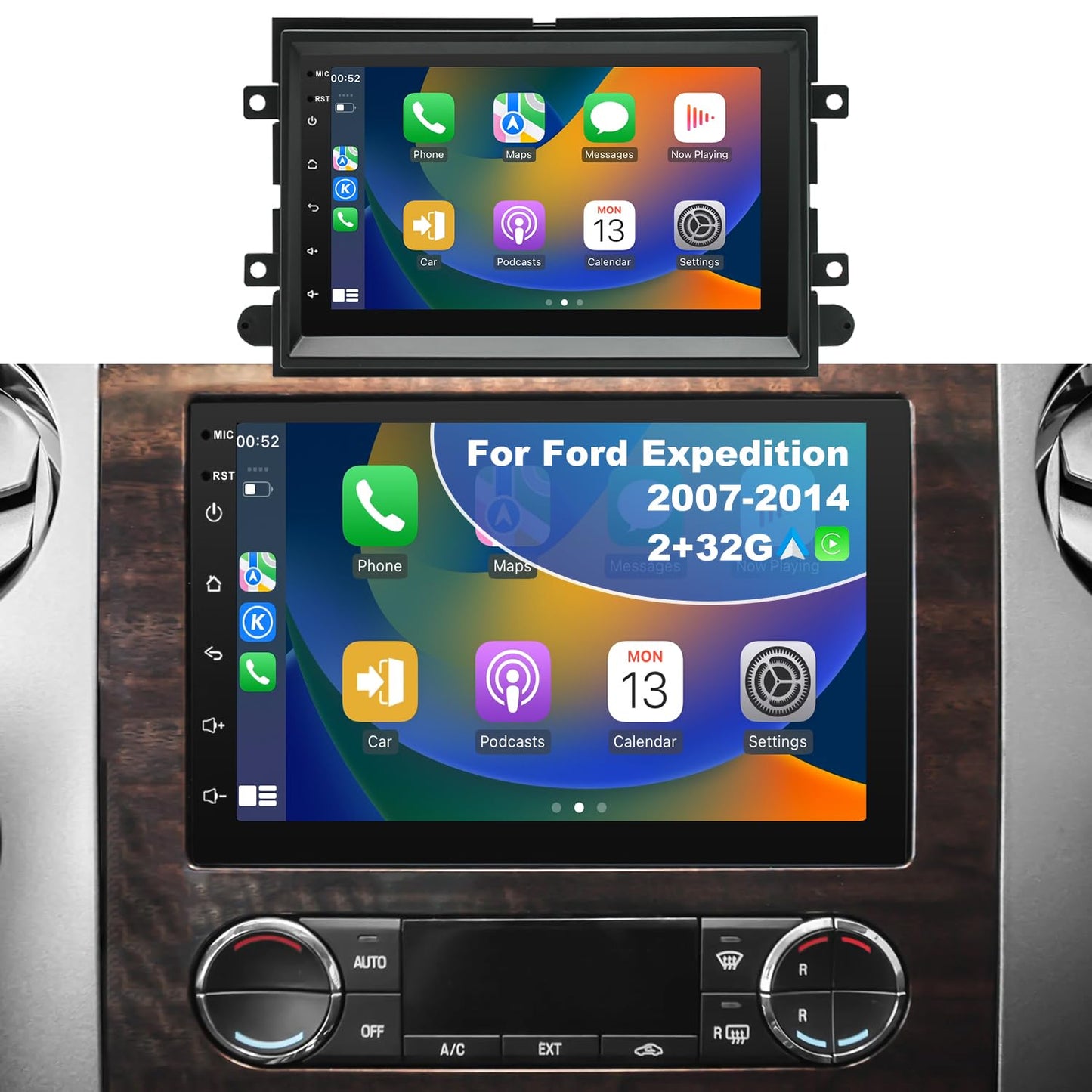 Car Radio for Ford Expedition 2007-2014, Explorer 2006-2010, Fusion 2006-2009, Edge 2007-2010, Taurus 2008-2009, Shelby GT500 2007-2009, Touch Screen Stereo Upgrade Wireless Carplay Android Auto