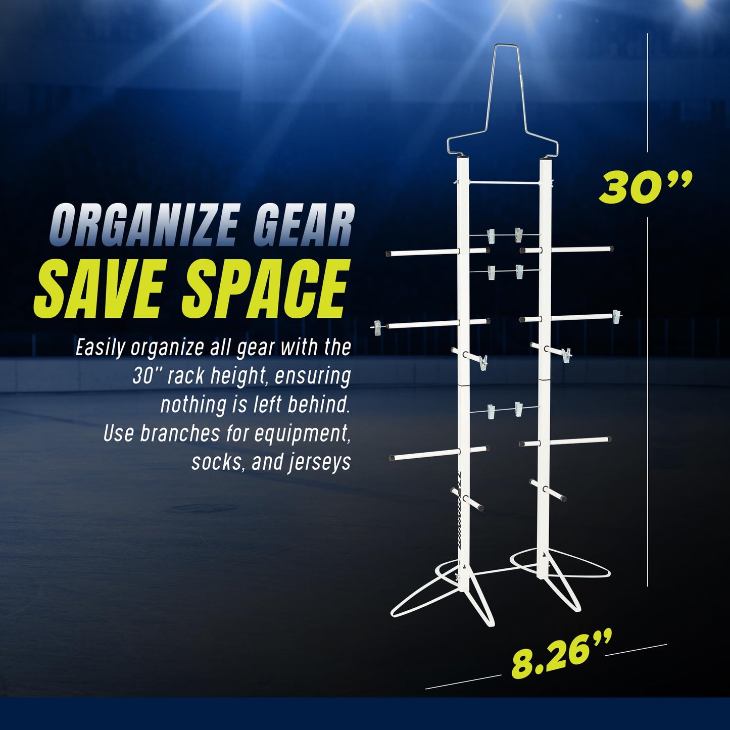 Winnwell Deluxe Hockey Drying Rack - Portable Steel Gear Storage Rack - Tree Dryer Hanger Stand for Ice Hockey Equipment