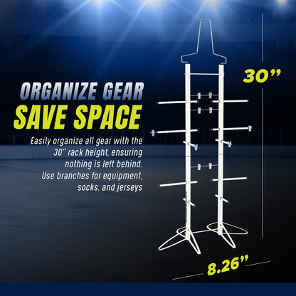 Winnwell Deluxe Hockey Drying Rack - Portable Steel Gear Storage Rack - Tree Dryer Hanger Stand for Ice Hockey Equipment